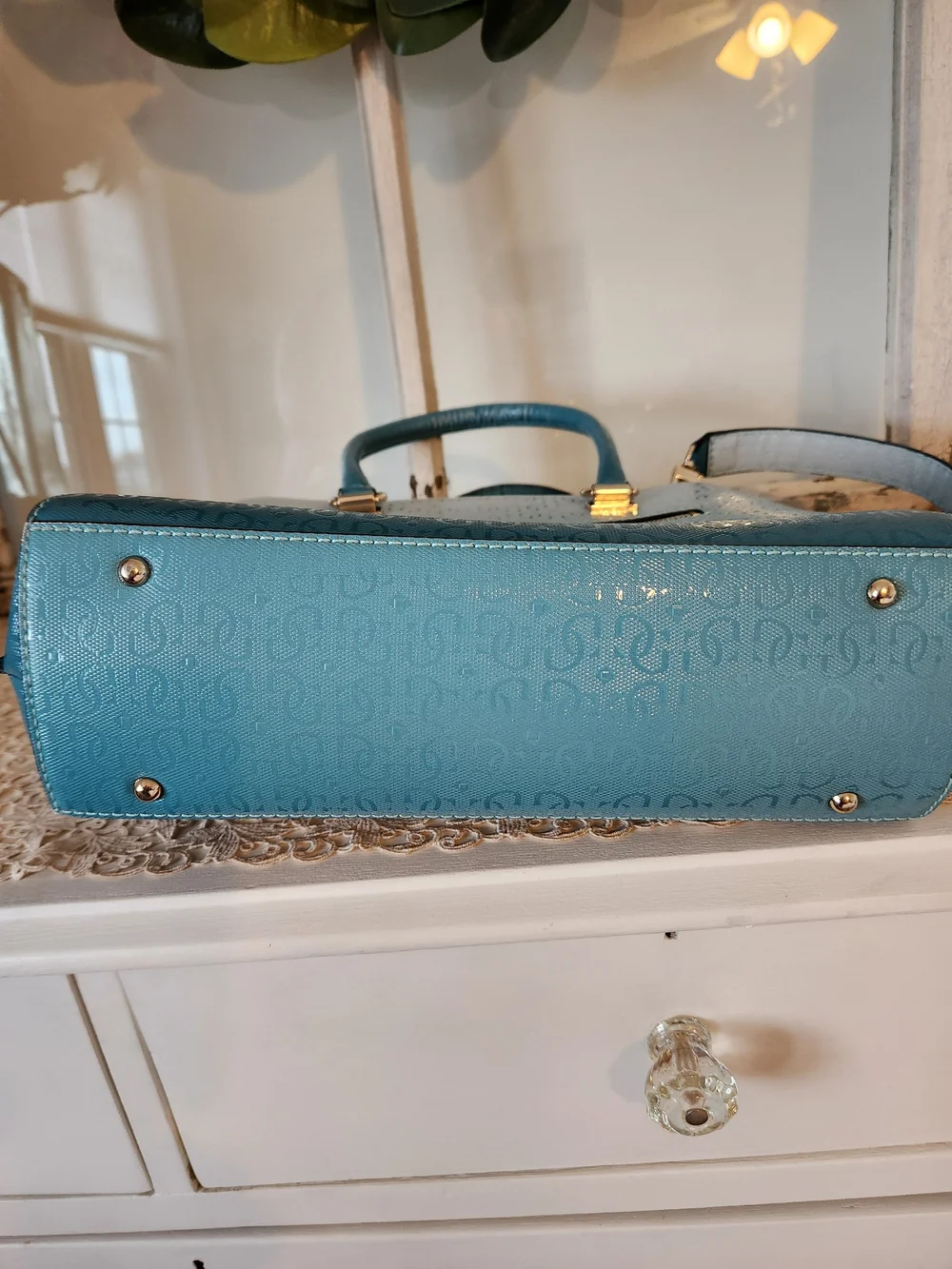 GUESS Blue Ombre Satchel with Removable Crossbody Strap And Matching Changebag